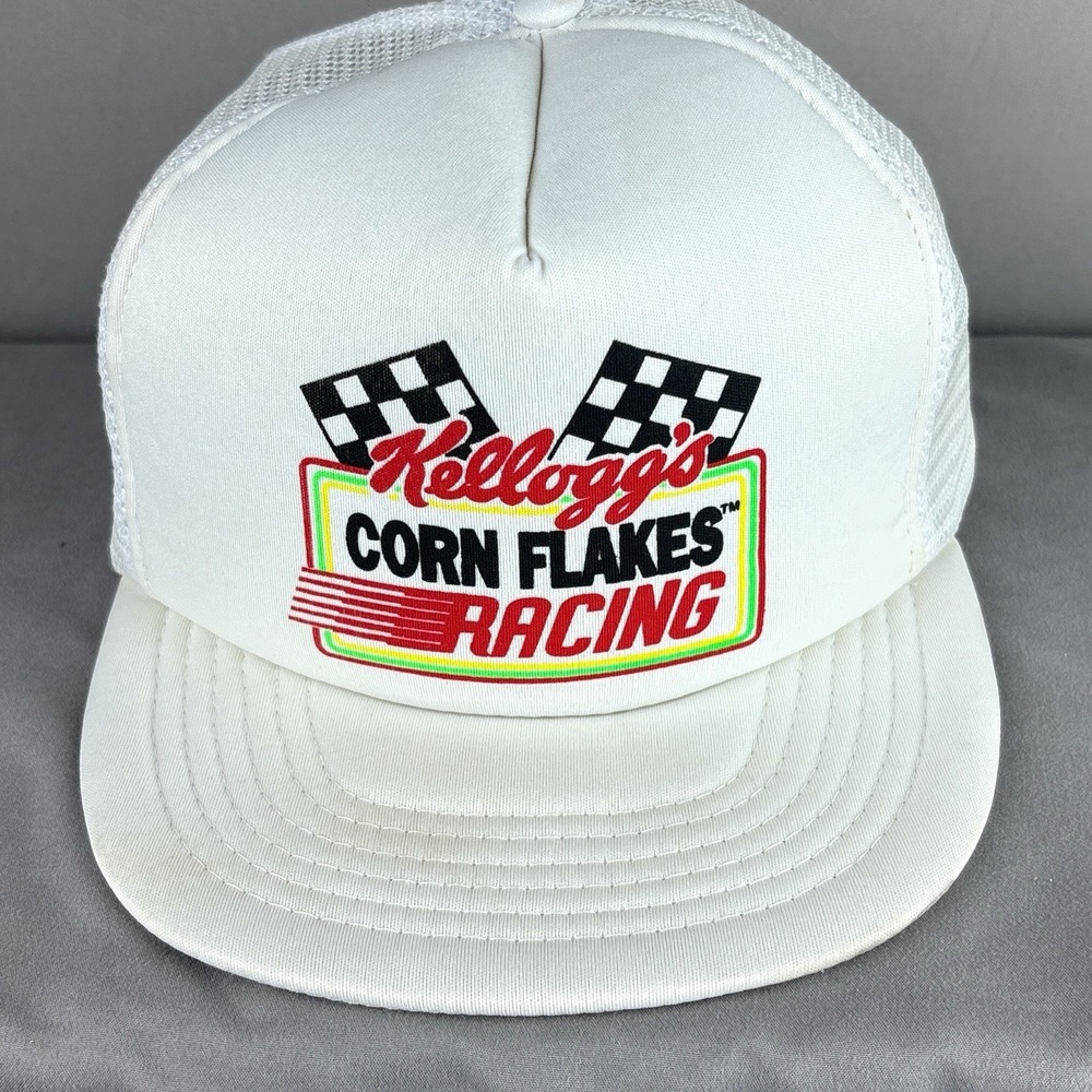 Vintage Kelloggs NASCAR Racing Trucker Snapback Hat Corn Flakes One Size 1992